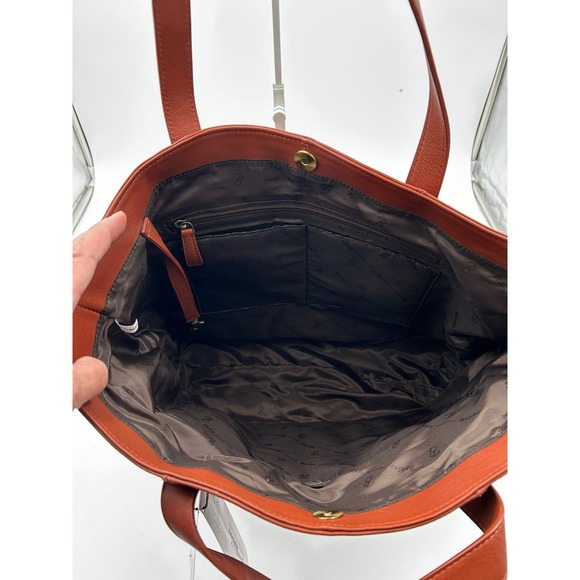 Bellino Leather Tote Women Cognac Top Grain Large Shopper Bag Laptop/Work Tote - Picture 7 of 9